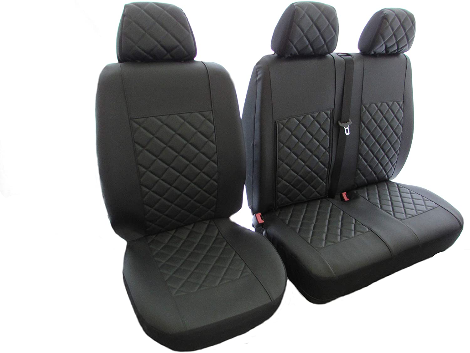 Texmar Designed to fit MERCEDES SPRINTER 2002-2006, VW CRAFTER 2002-2006  RHD BLACK-RED ECO LEATHER Seat Covers 2+1 (1 single 1 double) – Texmar Ltd.