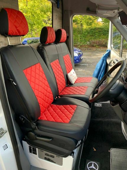 Texmar Designed to fit MERCEDES SPRINTER 2002-2006, VW CRAFTER 2002-2006  RHD BLACK-RED ECO LEATHER Seat Covers 2+1 (1 single 1 double) – Texmar Ltd.